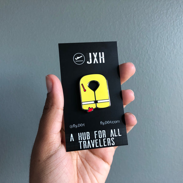 Life Vest Hard Enamel Pin with custom JXH card back